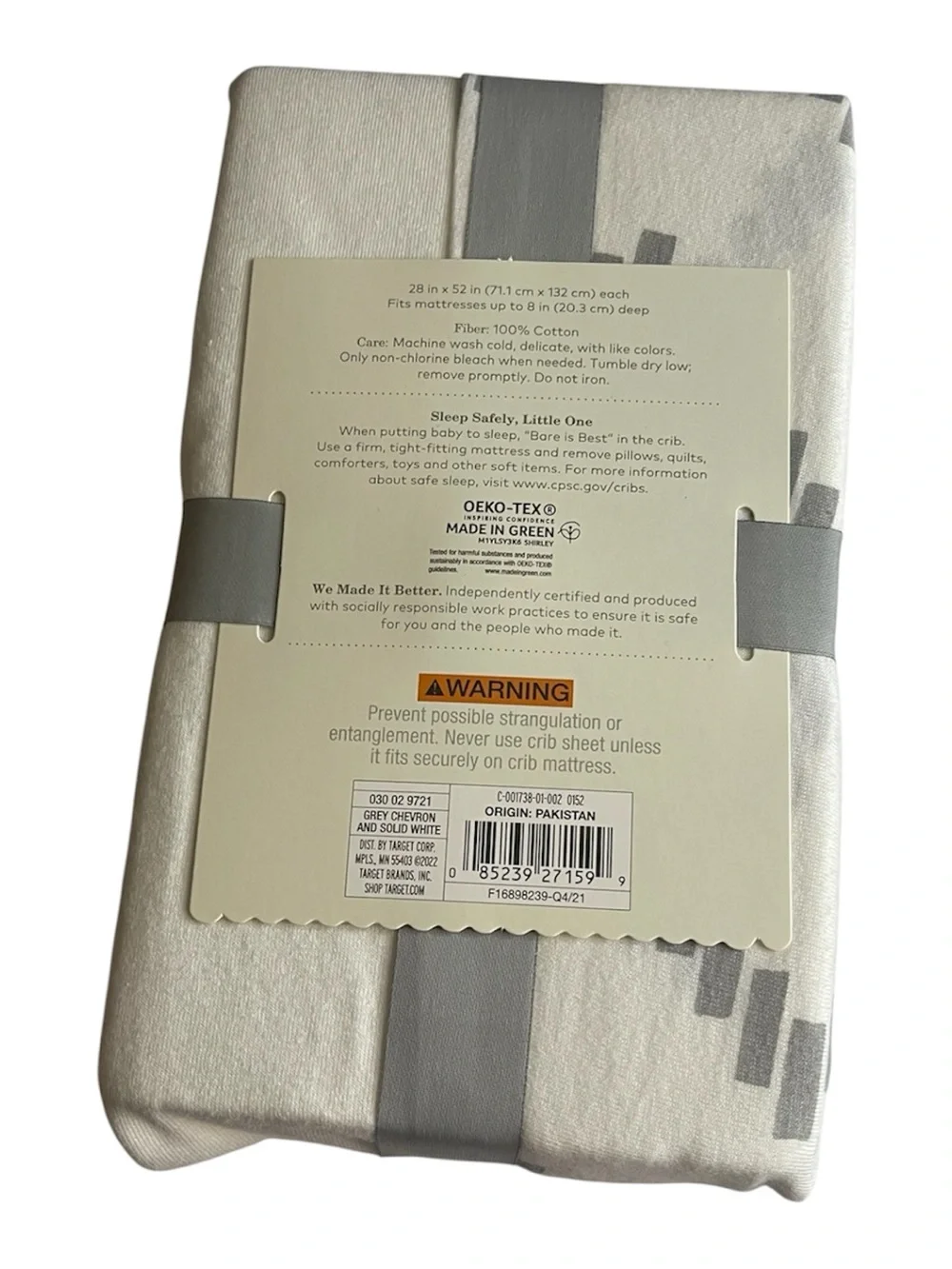 Cloud Island Gray Chevron Crib Sheets 2 Pack NWT